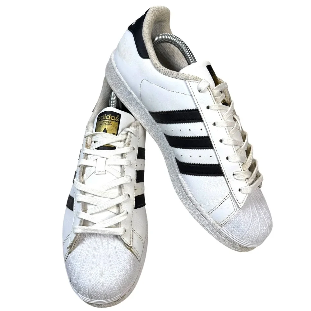 Adidas Superstar Men 8.5 White Black Leather Shell Toe Sneakers C77124